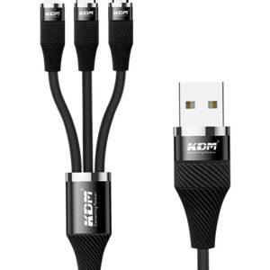 KDM K4 3-in-1 Fast Charging USB Data Cable – 18W, 1.2M, Type-C/Micro/Lightning